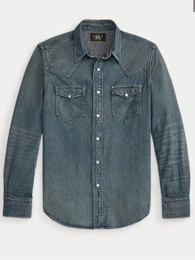Ralph Lauren Double RL Slim Fit Denim Western Shirt NWOT
